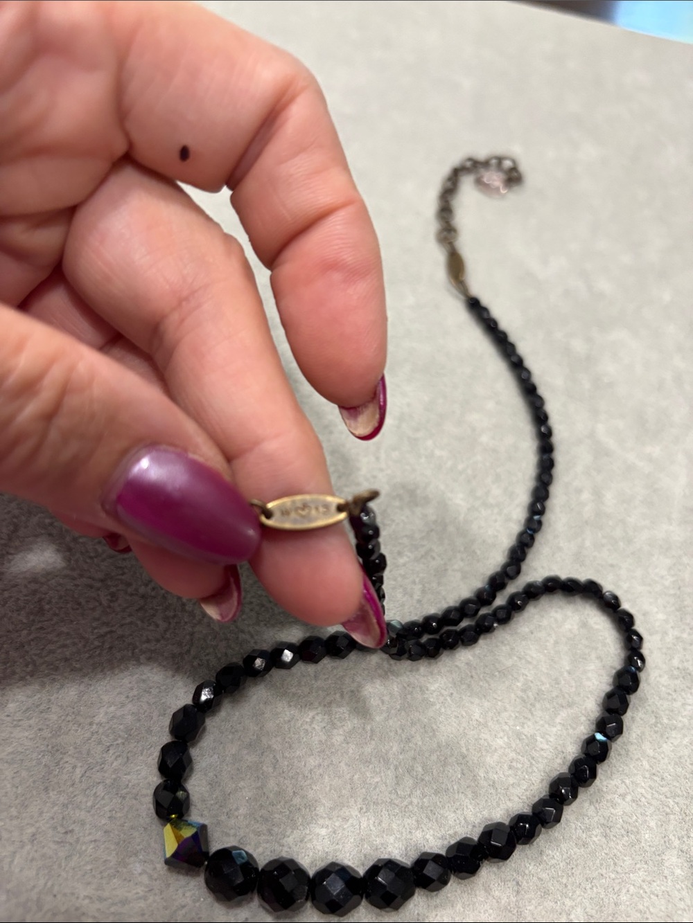 Sabika Black Faceted Bead Short Necklace - Picture 2 of 3